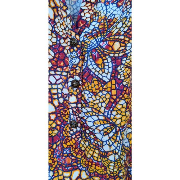 Maeve by Anthropology Peasant Bohemian Blouse Balloon Sleeves Orange Floral Sz L - Picture 6 of 10